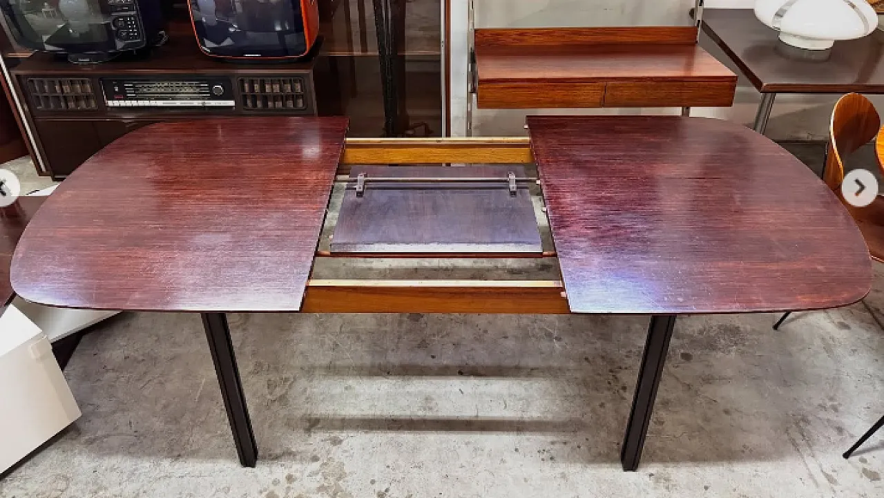 Tavolo da pranzo estendibile in legno, anni ’60 7