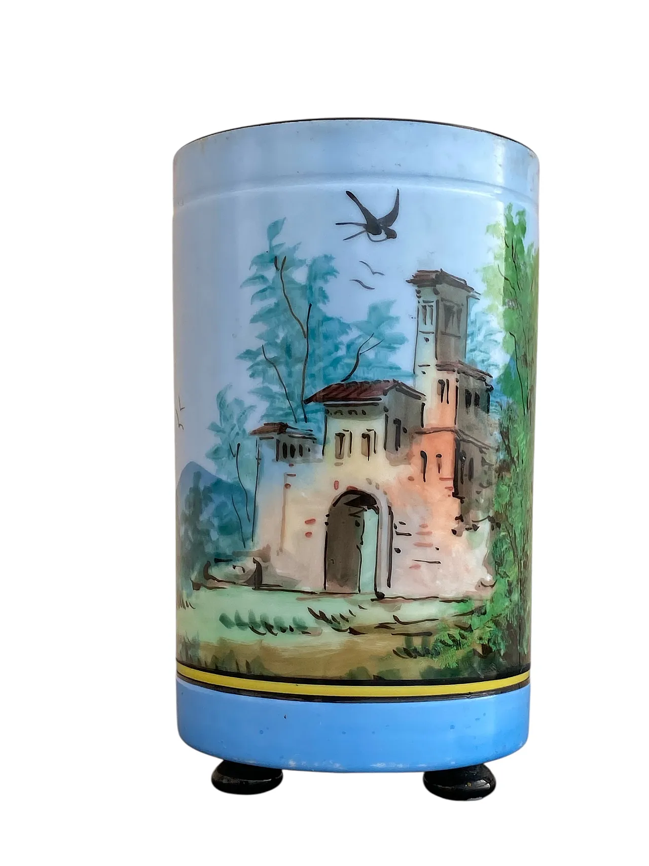 Vase Italian landscape hand-painted by Ginori, early 20th century 2