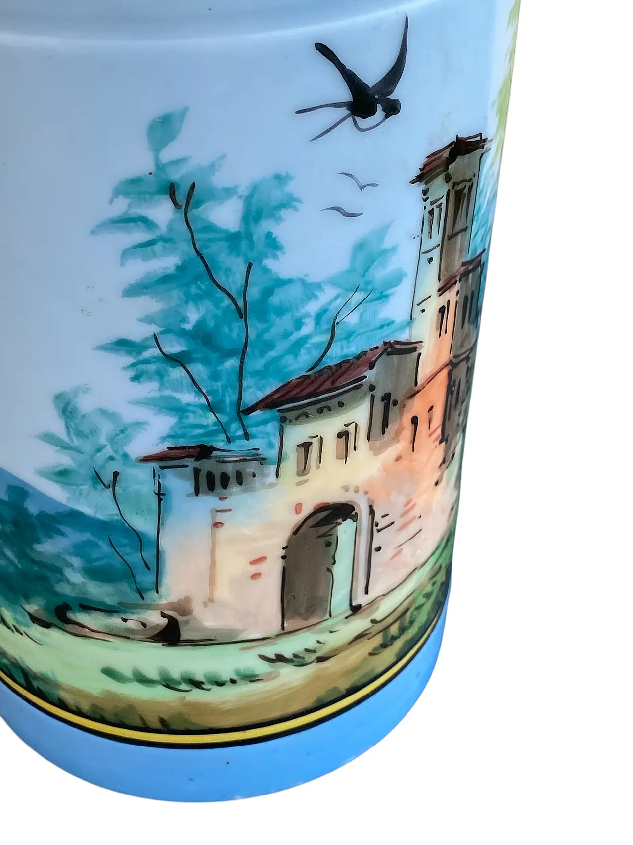 Vase Italian landscape hand-painted by Ginori, early 20th century 4
