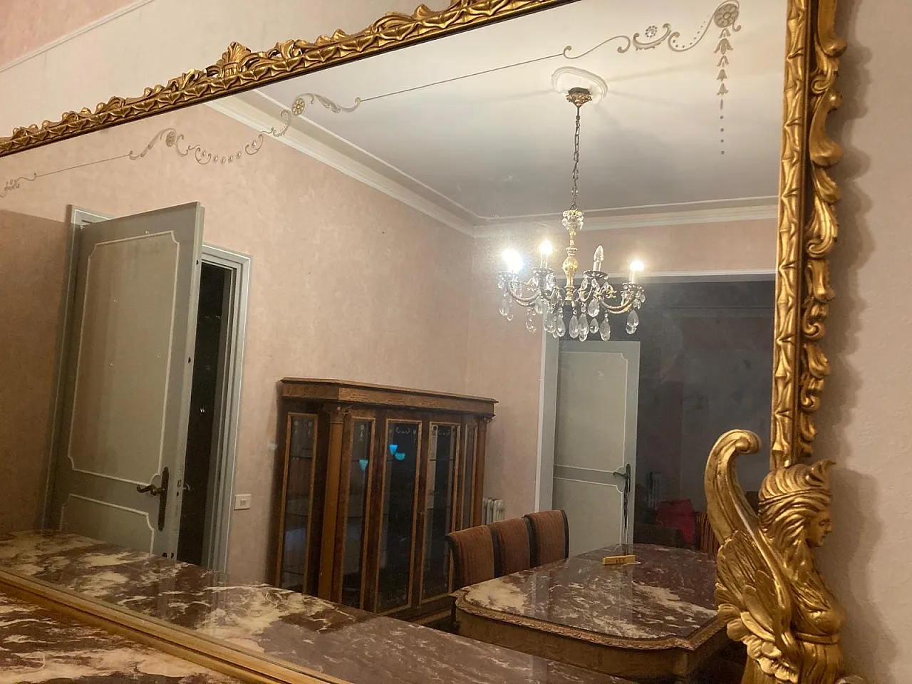 Large sideboard in carved walnut in eclectic style, 50s 4