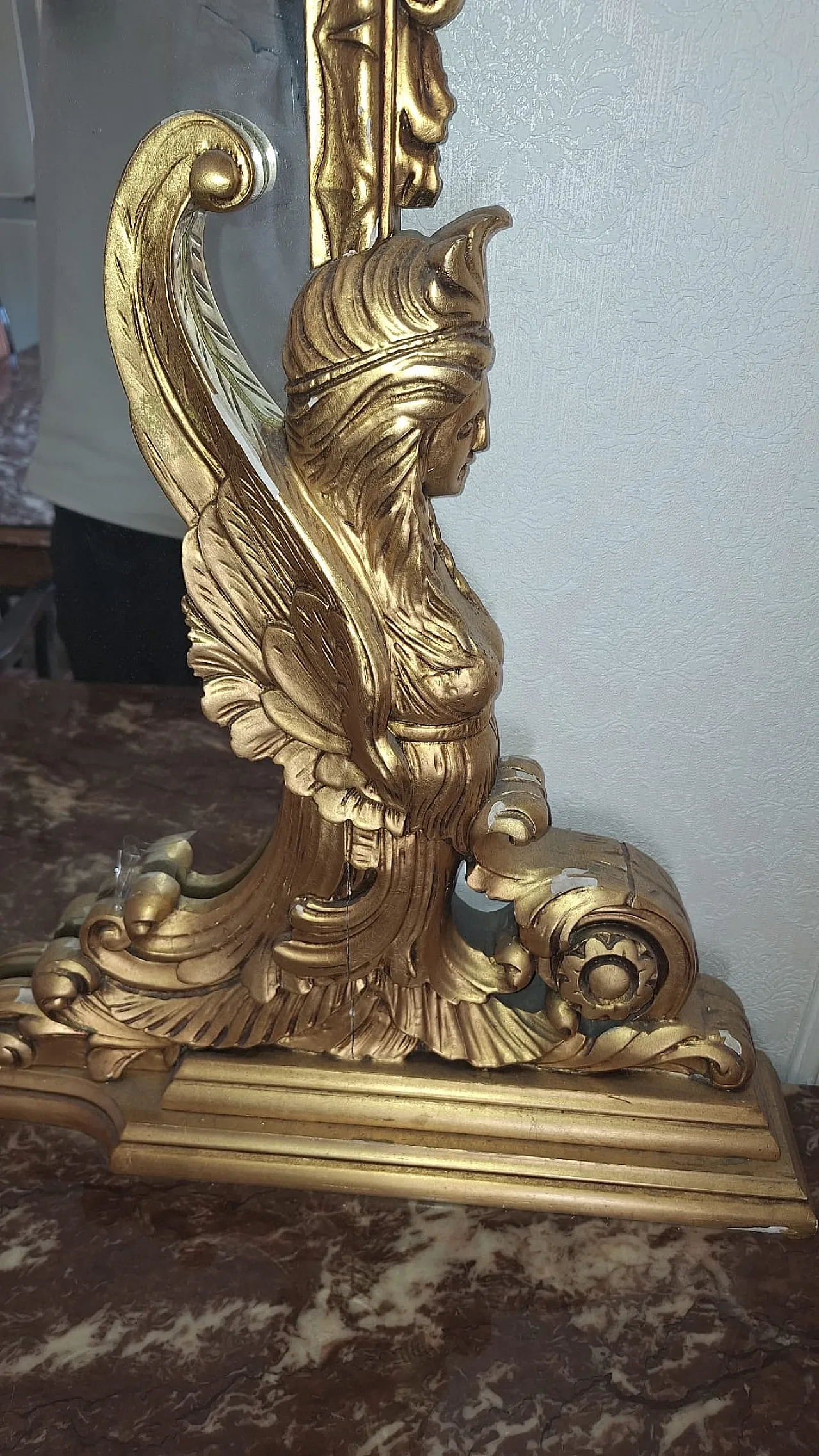 Large sideboard in carved walnut in eclectic style, 50s 6