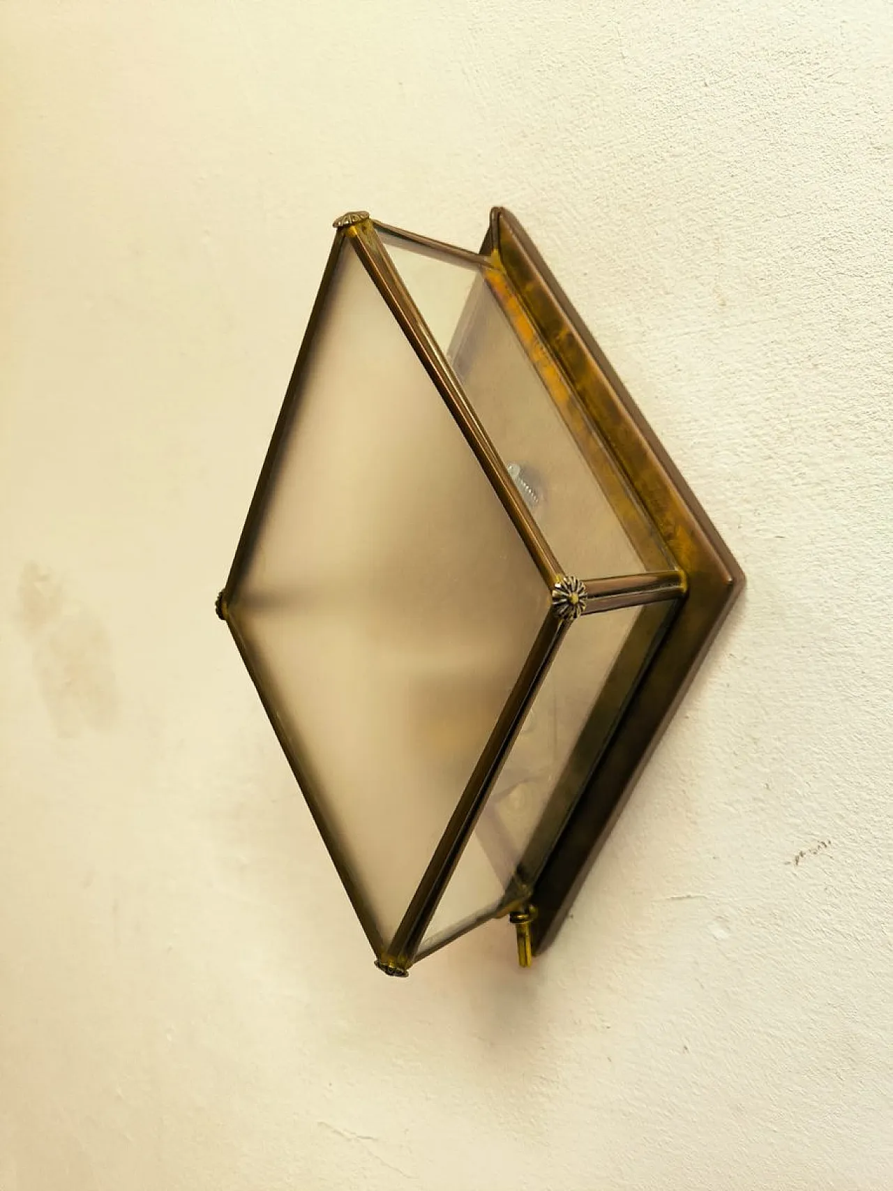 Lanterna in ottone con vetro, anni '60 1