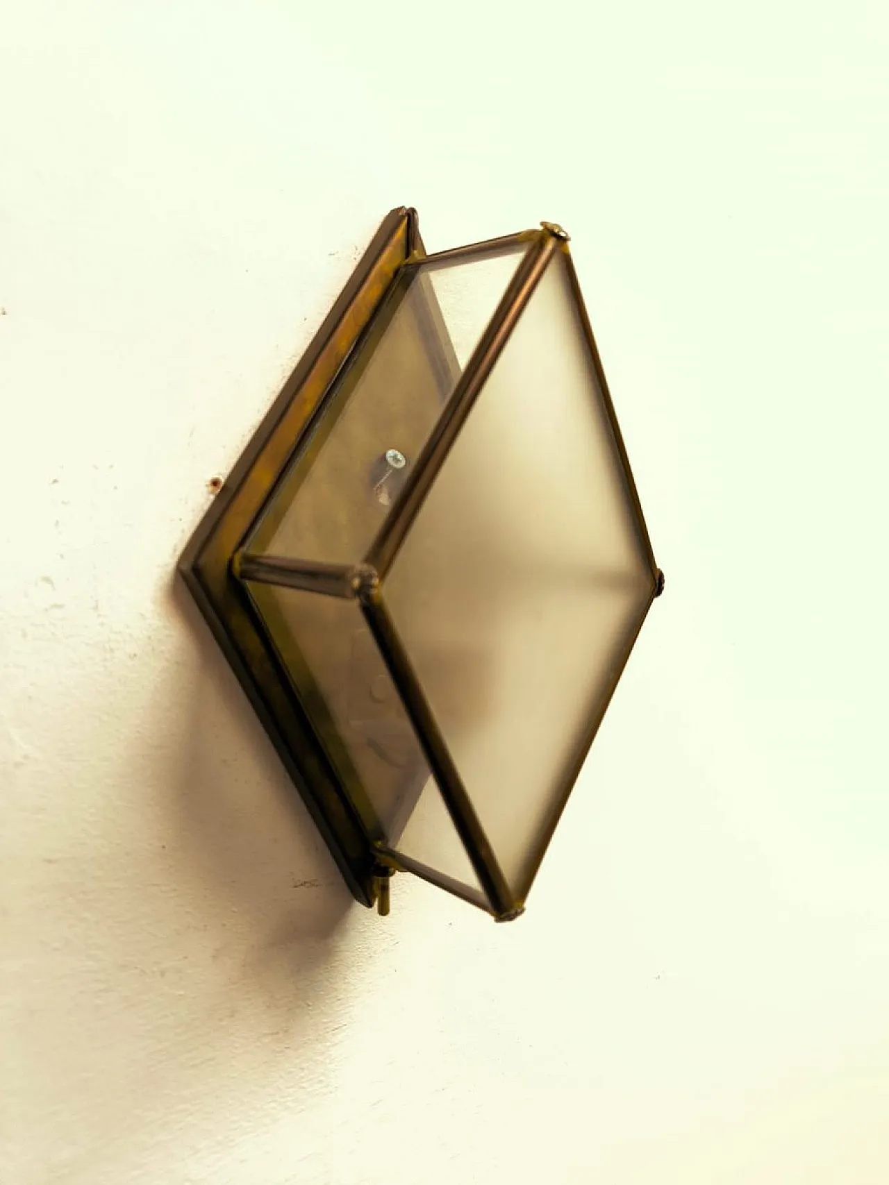 Lanterna in ottone con vetro, anni '60 3