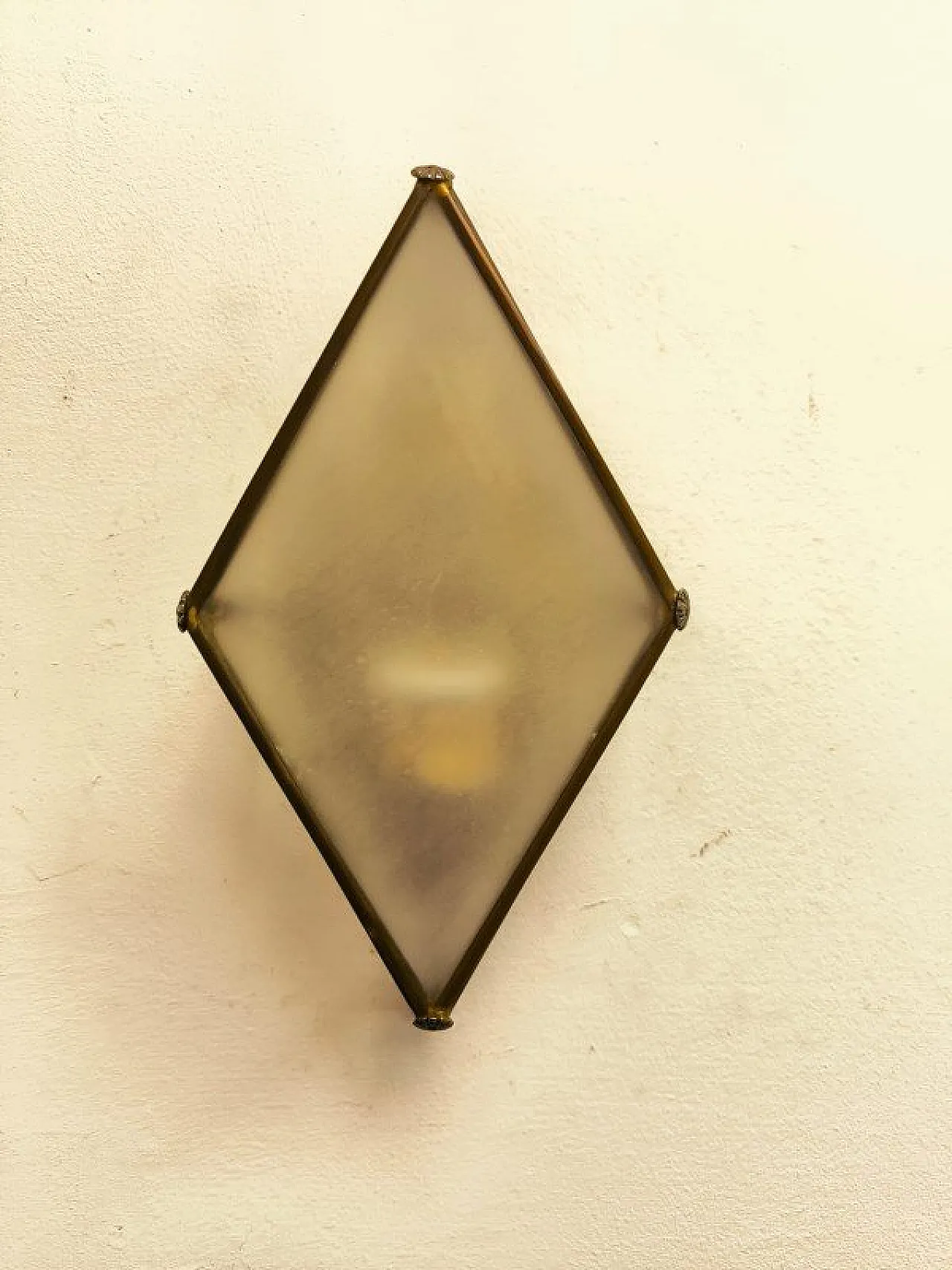 Lanterna in ottone con vetro, anni '60 7