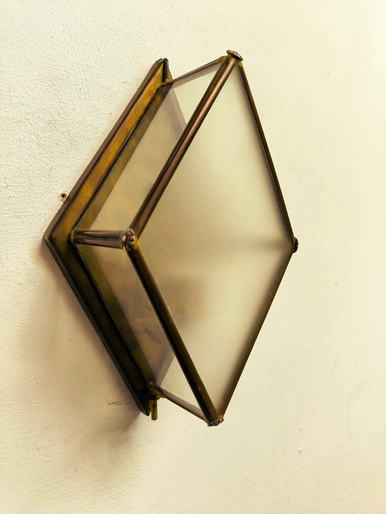 Lanterna in ottone con vetro, anni '60 16