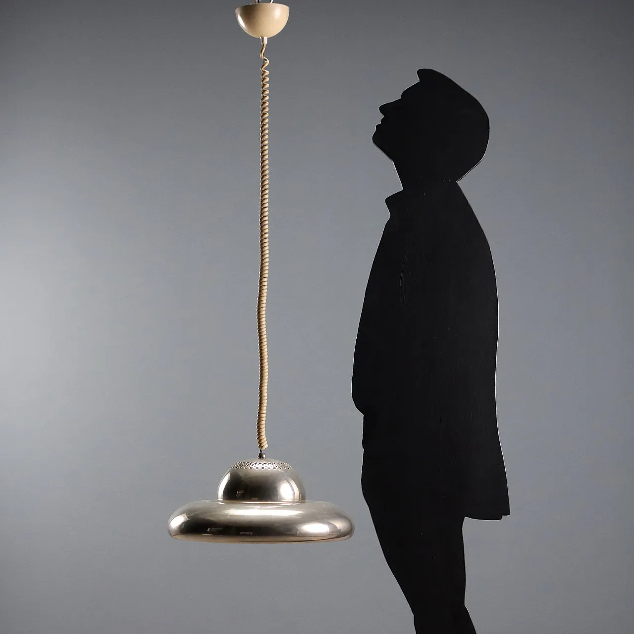 Nickel-plated brass ceiling light from Afra and Tobia Scarpa, 1960s 2