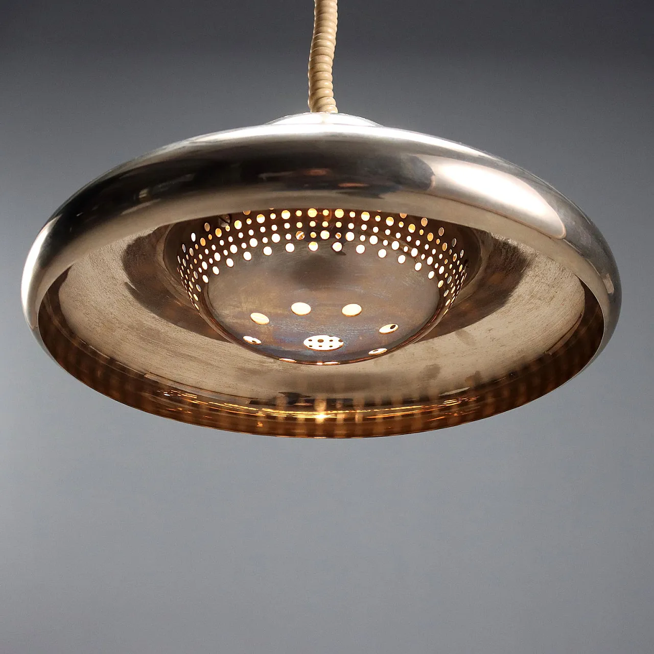 Nickel-plated brass ceiling light from Afra and Tobia Scarpa, 1960s 3