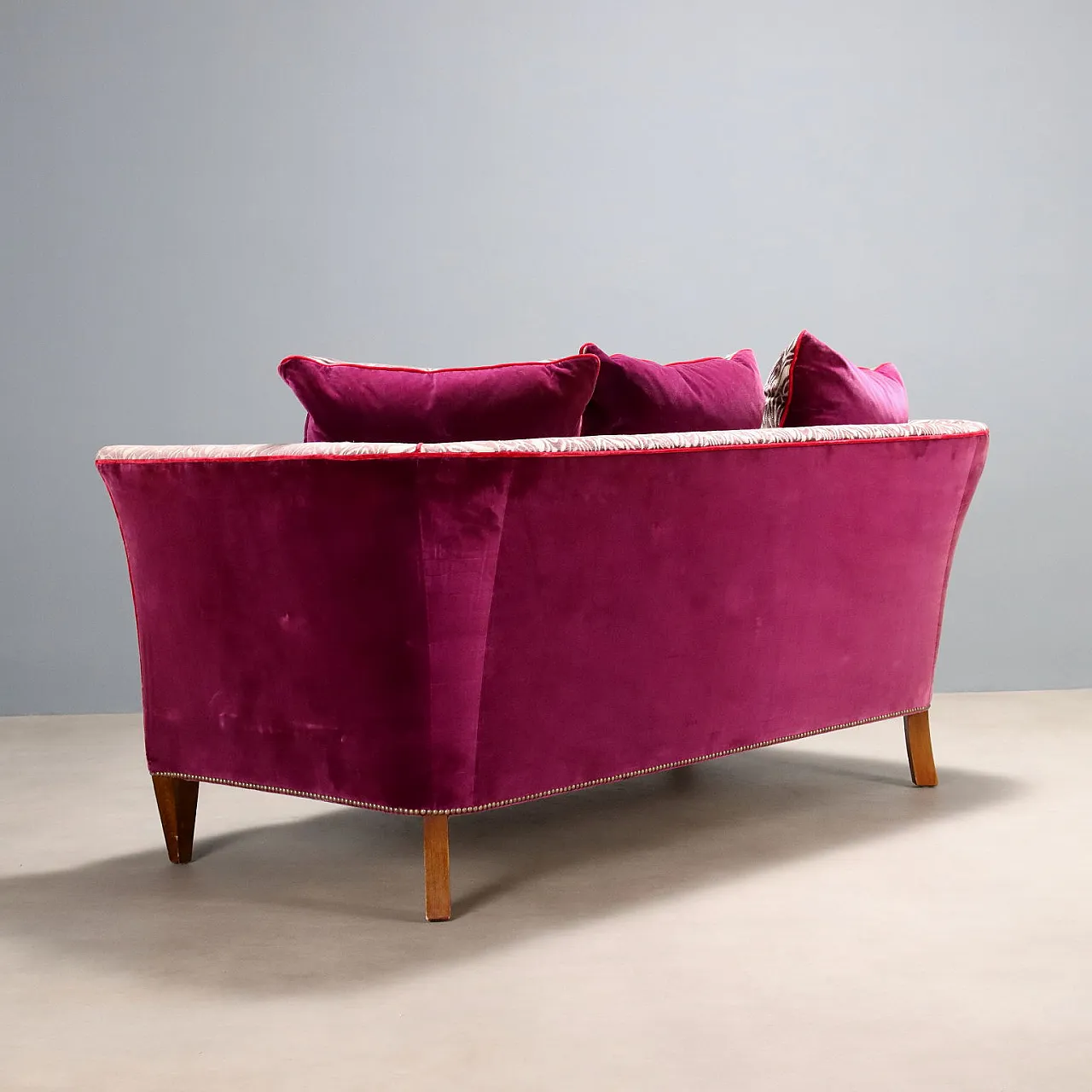 Two-seater sofa in velvet and walnut-dyed beech, 19th century 9