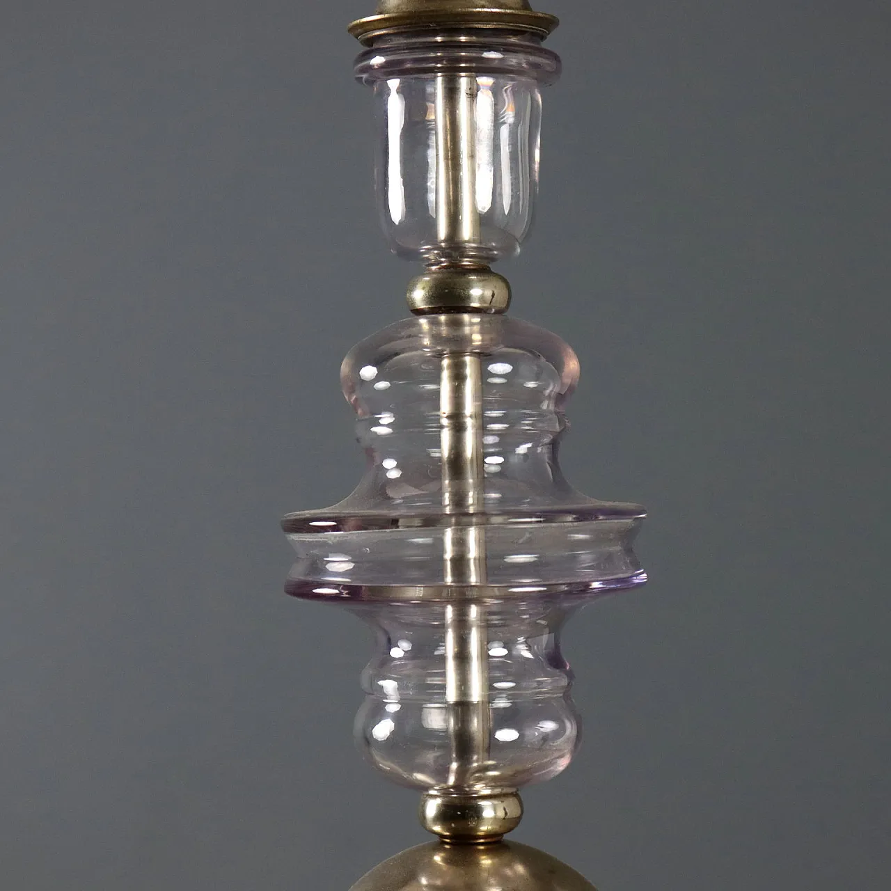 Four-light chandelier in blown glass and metal, 20th century 3