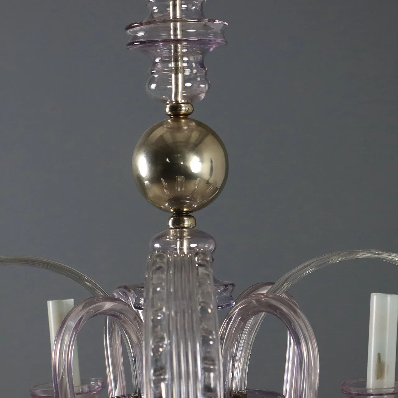 Four-light chandelier in blown glass and metal, 20th century 7