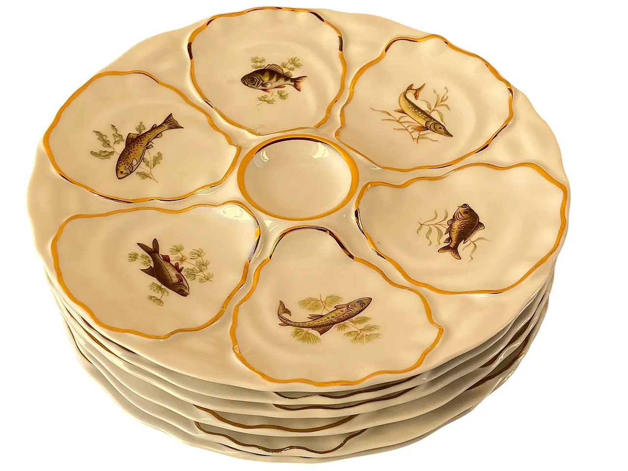 Set of 6 oyster plates, 30s 12