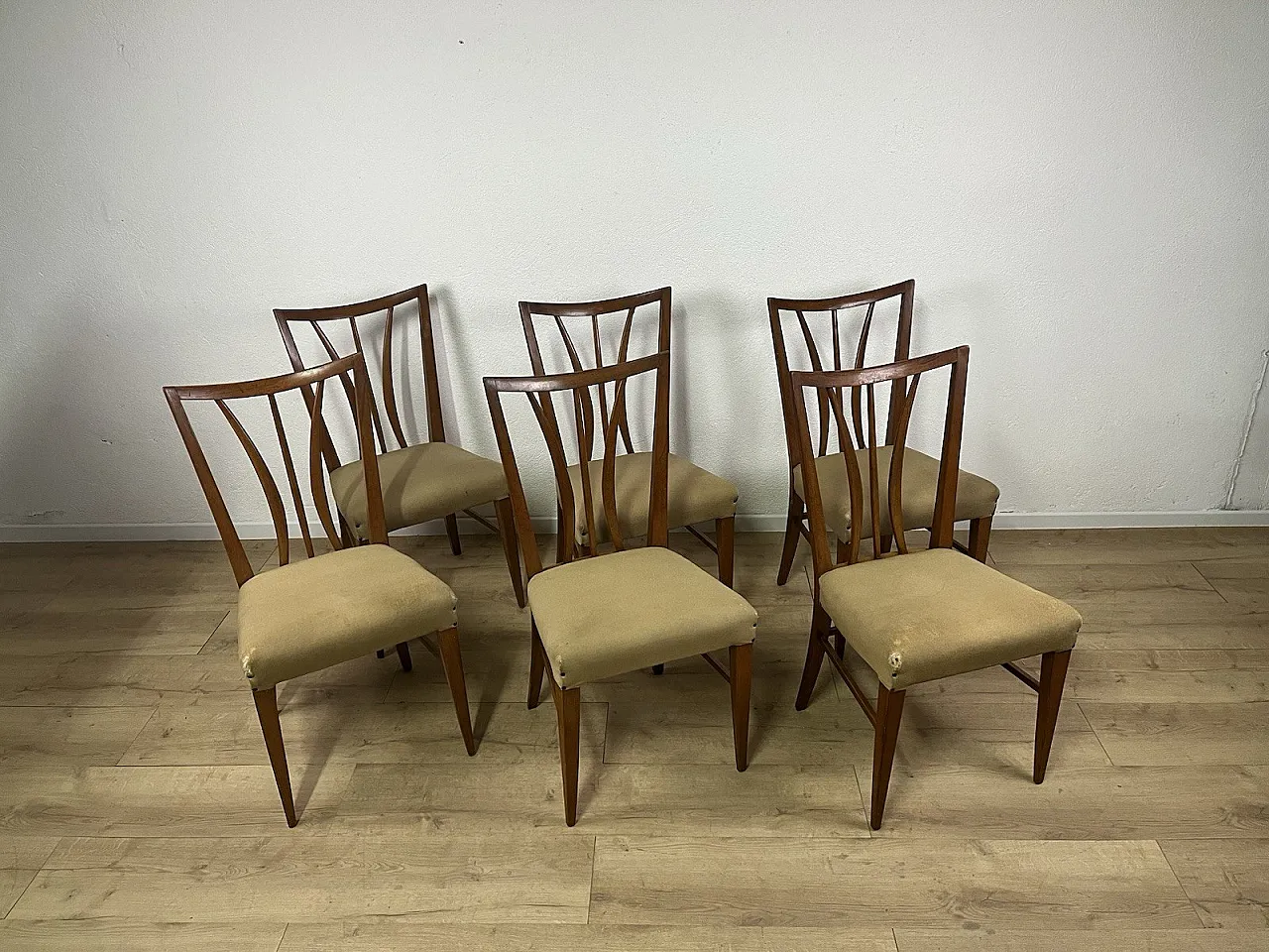 6 Sedie in legno curvato e tessuto di Maurizio Tempestini, anni '50 2