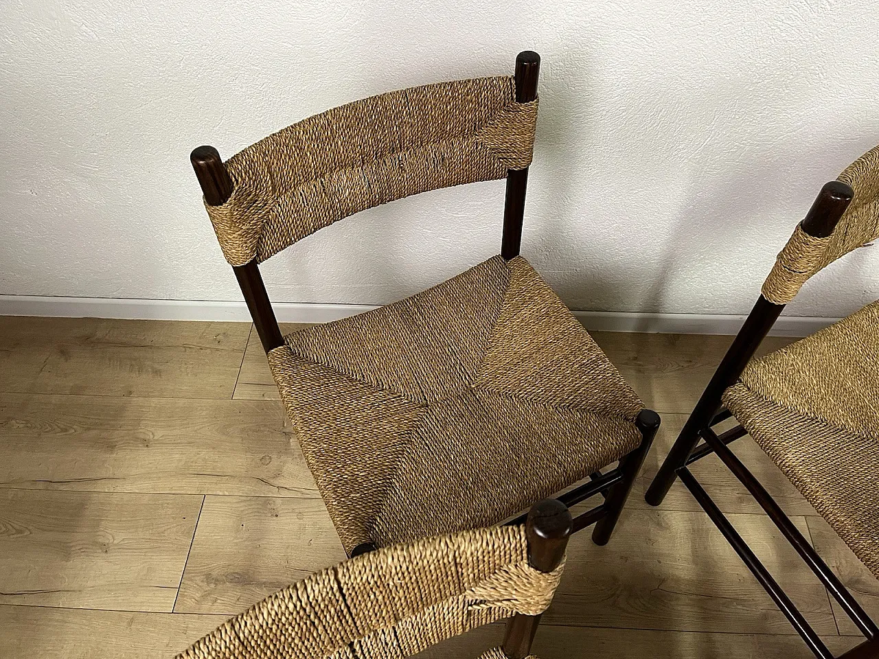 6 Wooden Chairs and LS4/B Rope by Tito Agnoli, 1960s 5