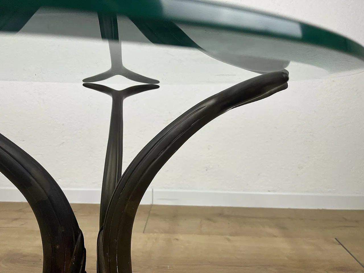 Brass, bronze and swan glass coffee table, 1970s 5