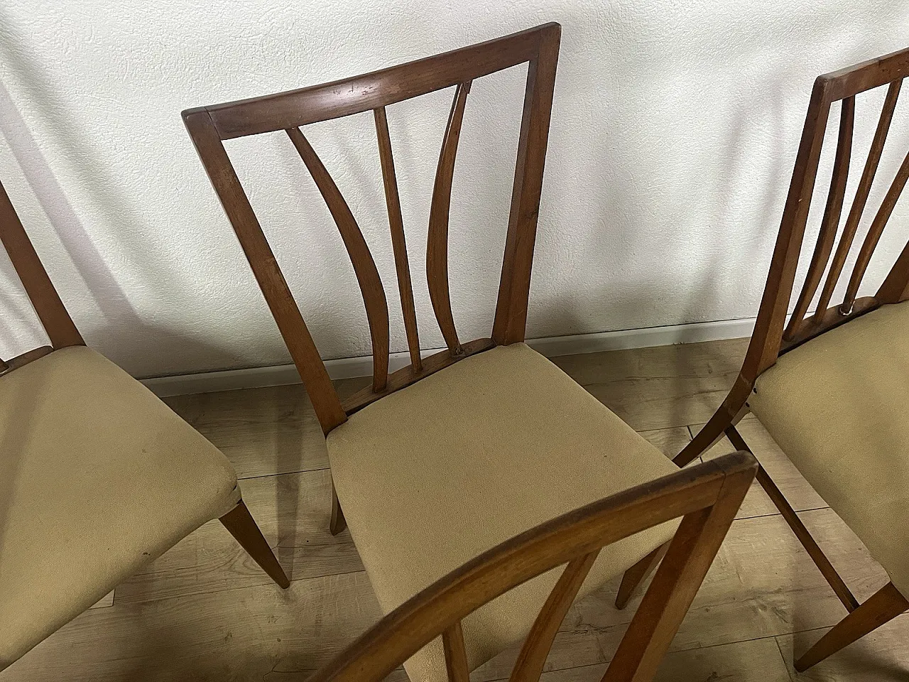 6 Sedie in legno curvato e tessuto di Maurizio Tempestini, anni '50 7