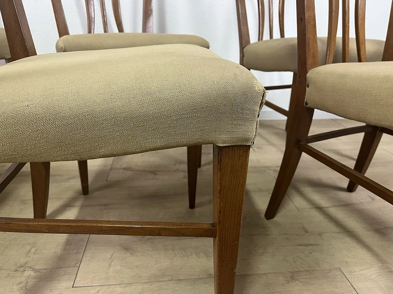 6 Sedie in legno curvato e tessuto di Maurizio Tempestini, anni '50 12