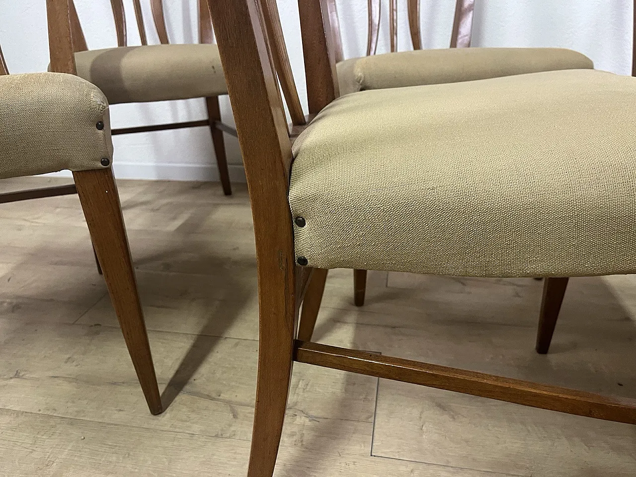 6 Sedie in legno curvato e tessuto di Maurizio Tempestini, anni '50 13