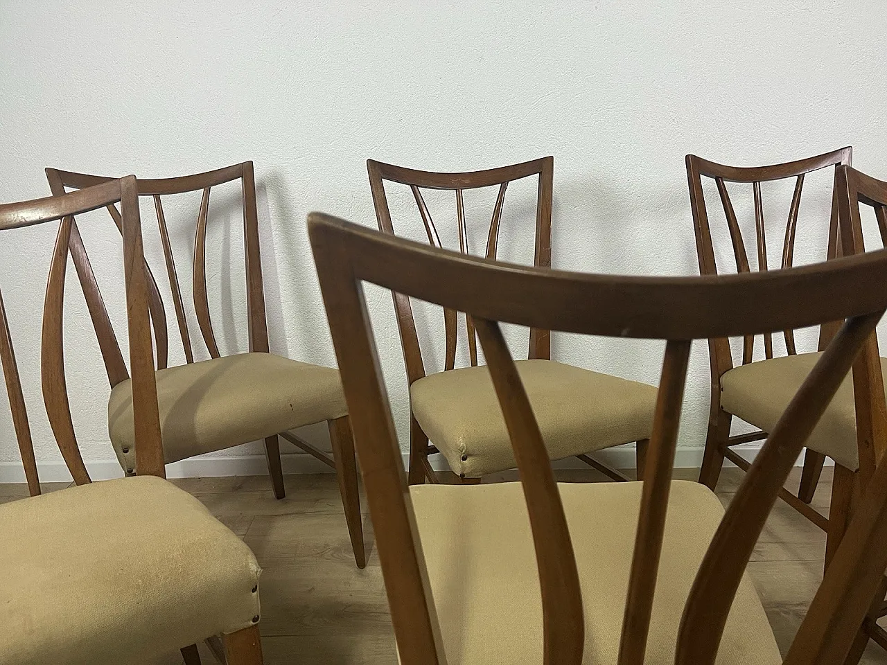 6 Sedie in legno curvato e tessuto di Maurizio Tempestini, anni '50 18