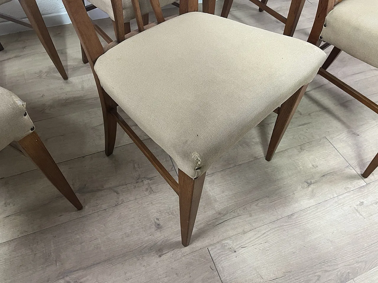 6 Sedie in legno curvato e tessuto di Maurizio Tempestini, anni '50 22