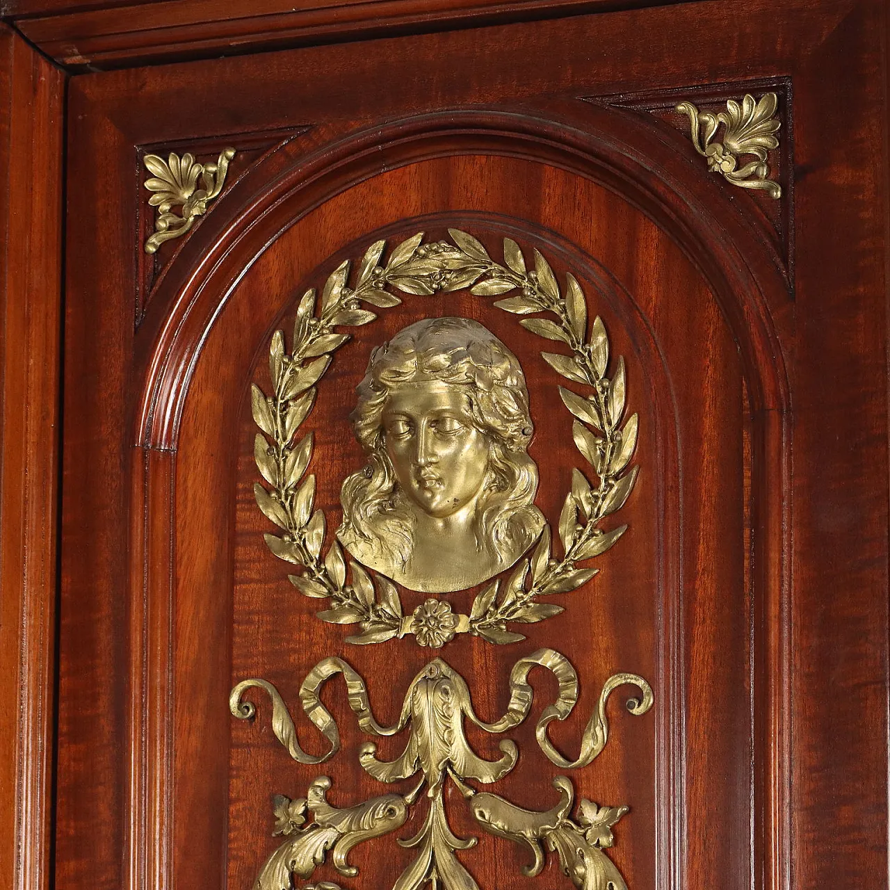 Chiseled and gilded mahogany, oak and bronze wardrobe, 20th century 3