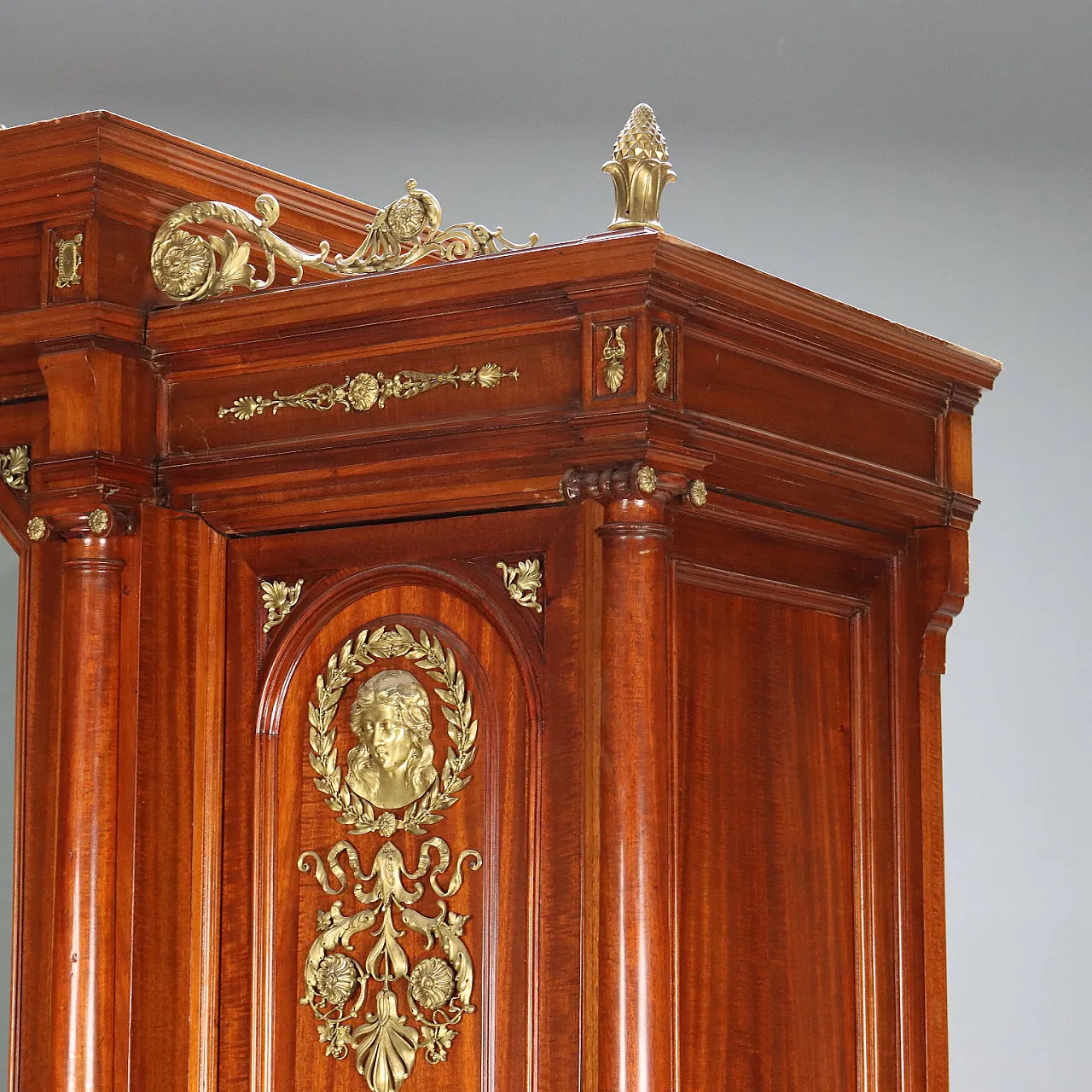 Chiseled and gilded mahogany, oak and bronze wardrobe, 20th century 5