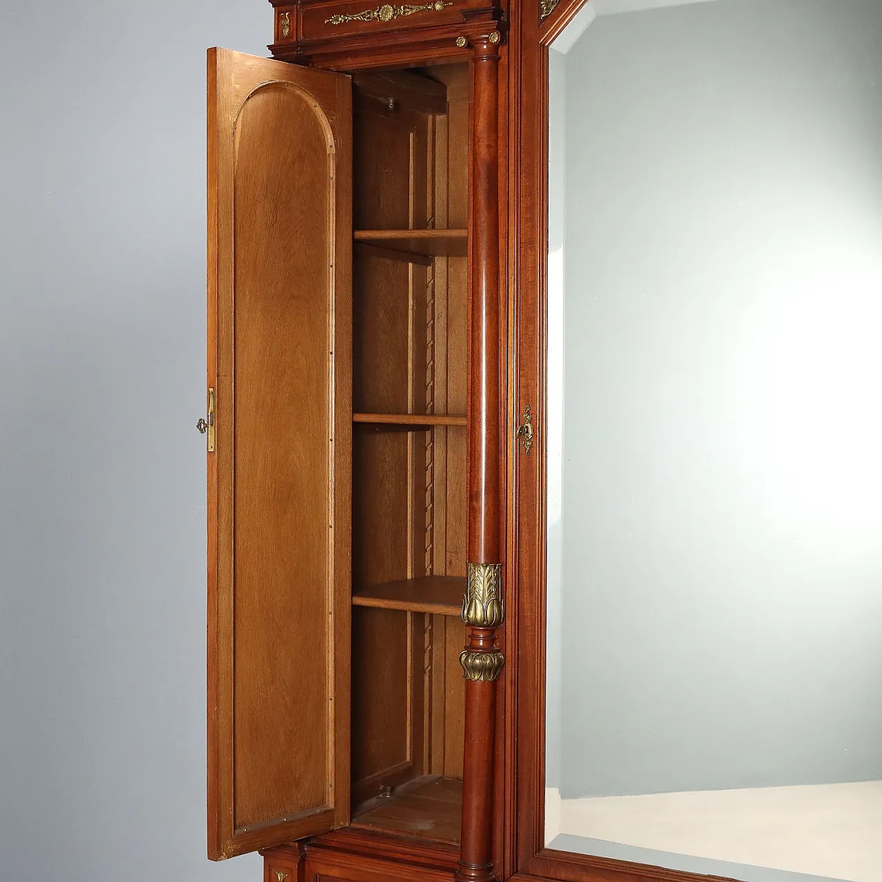 Chiseled and gilded mahogany, oak and bronze wardrobe, 20th century 6