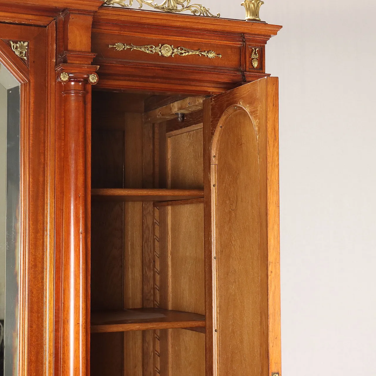 Chiseled and gilded mahogany, oak and bronze wardrobe, 20th century 9