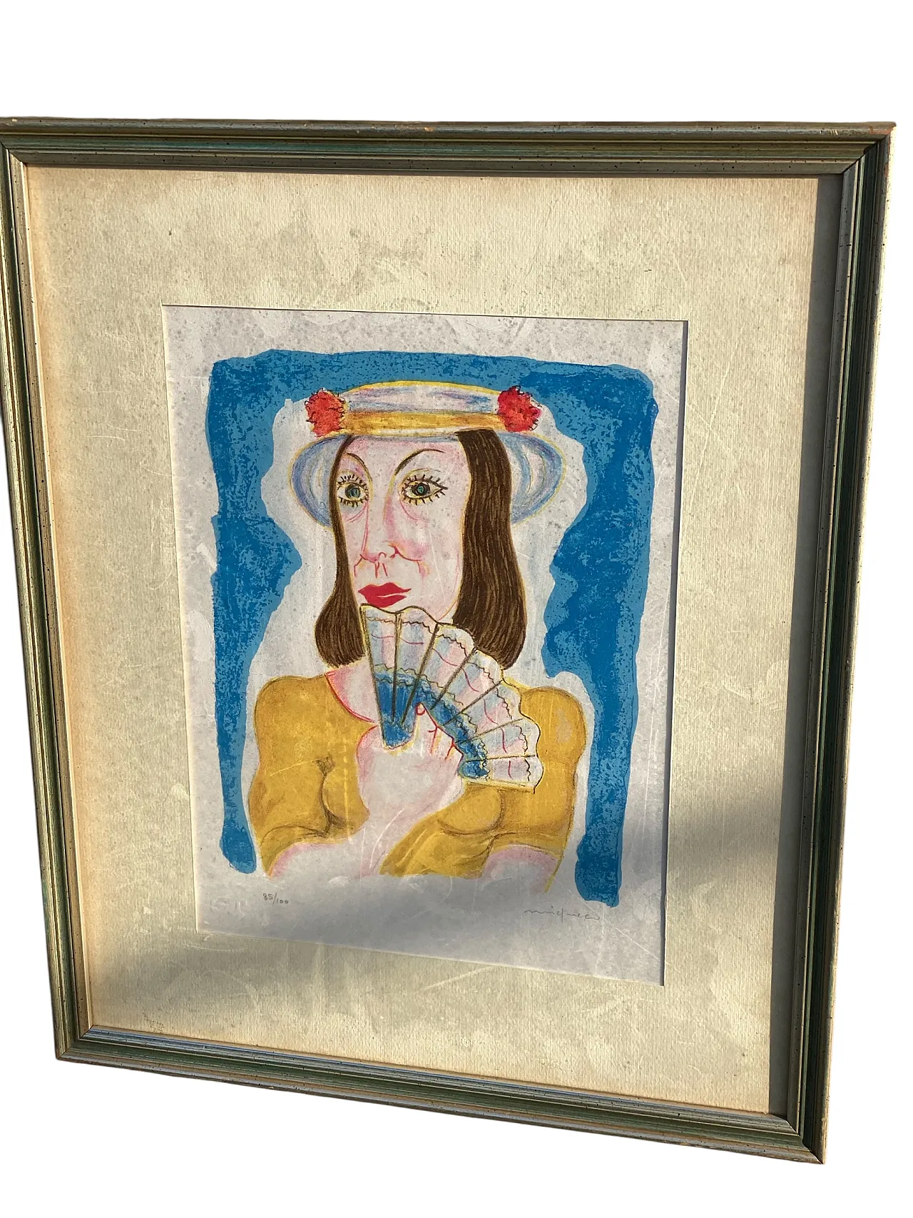 Woman with a fan 85/100 by Giuseppe Migneco, 60s 5