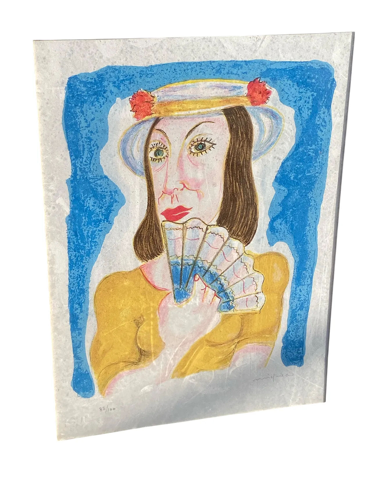 Woman with a fan 85/100 by Giuseppe Migneco, 60s 6