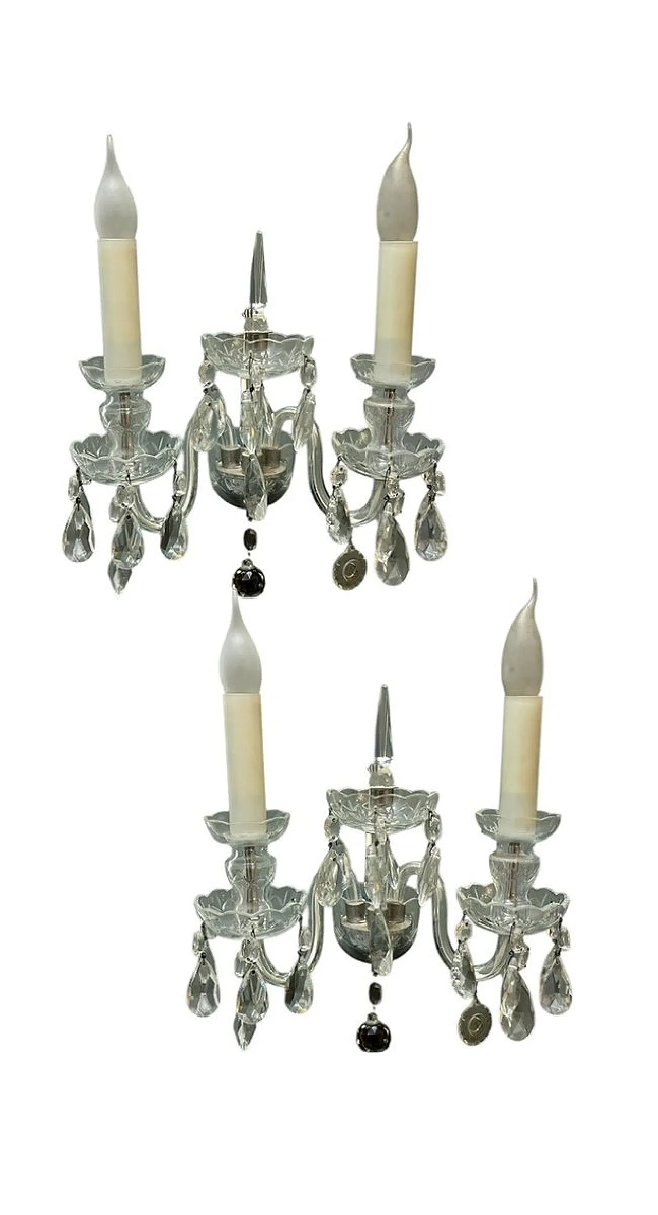 Applique in cristallo, anni '70, set di 2 1