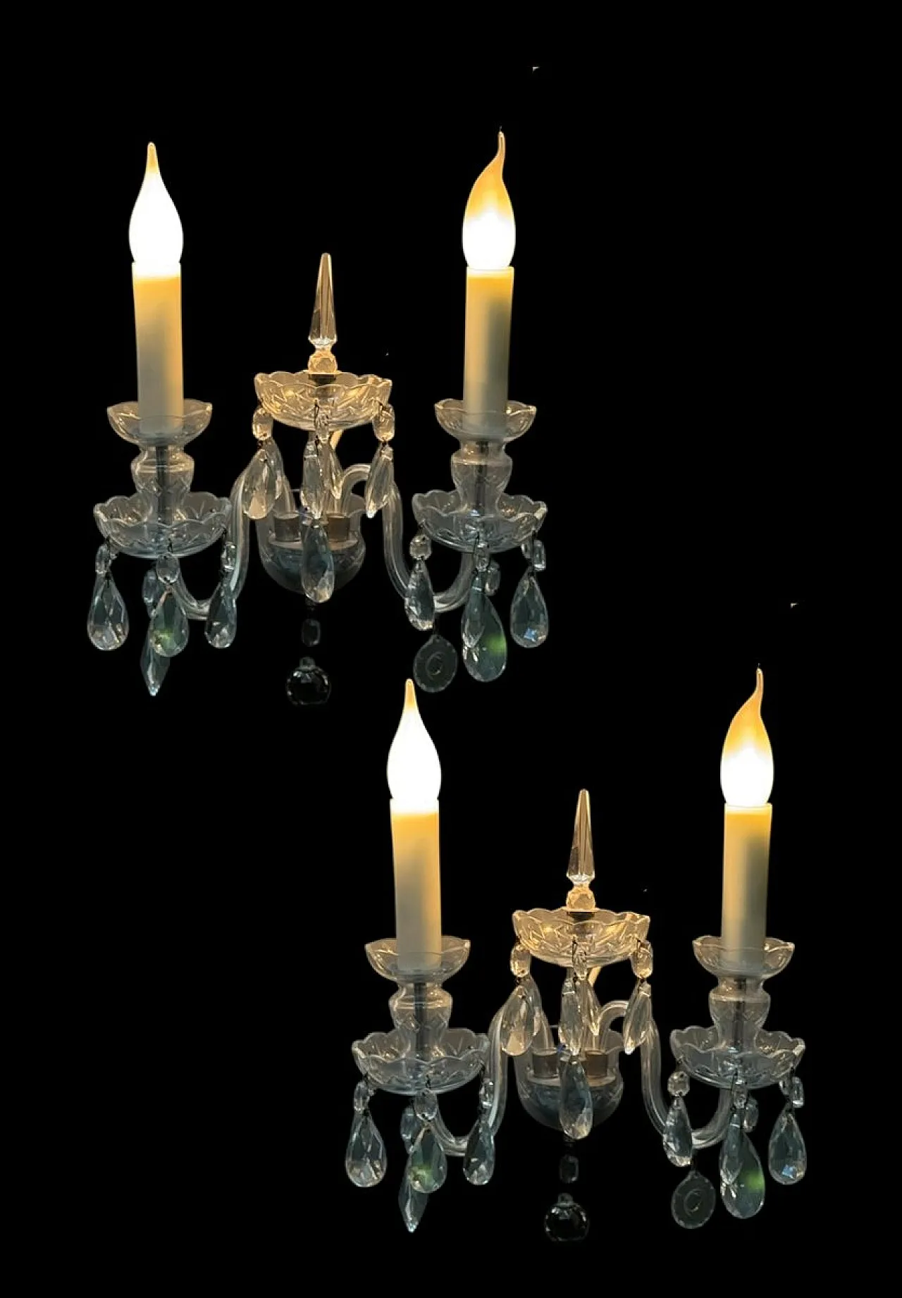 Applique in cristallo, anni '70, set di 2 2