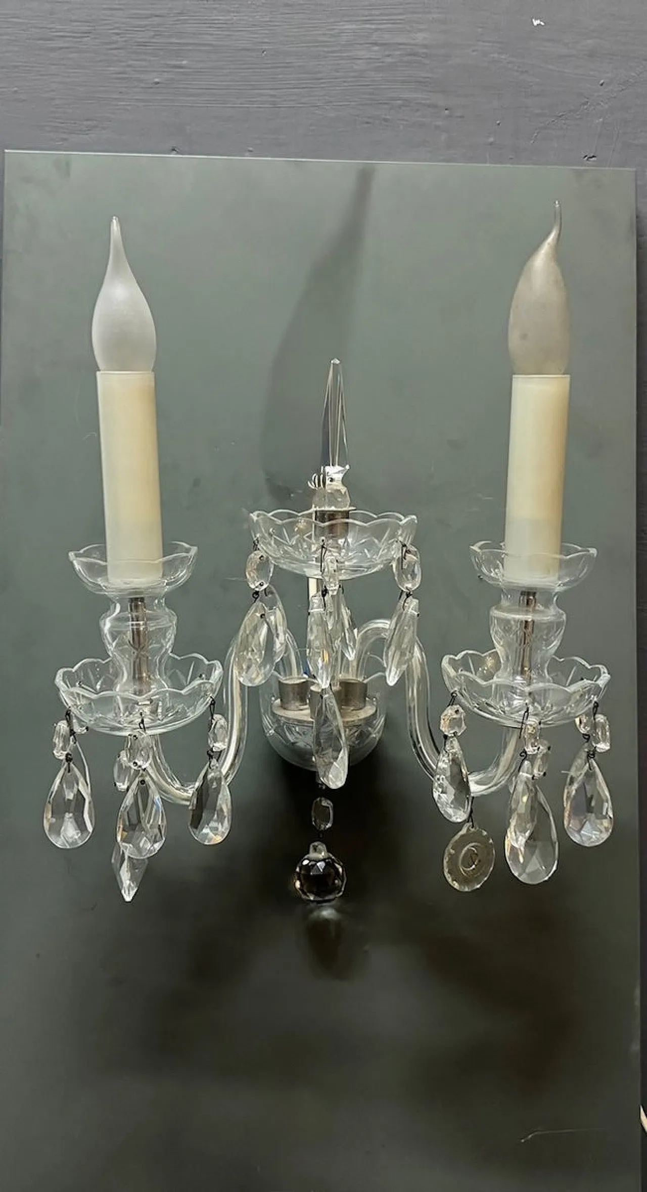 Applique in cristallo, anni '70, set di 2 8