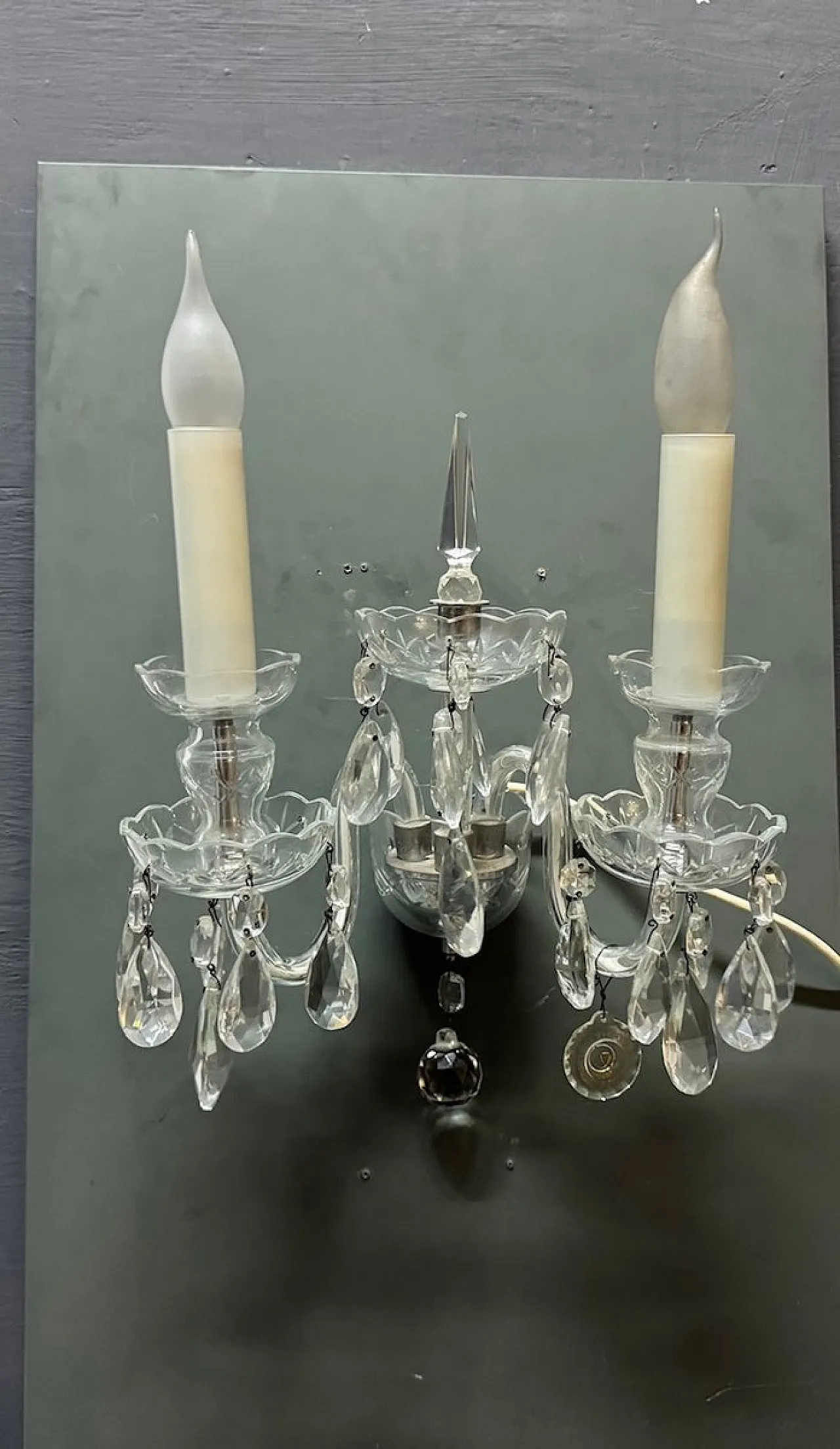 Applique in cristallo, anni '70, set di 2 10