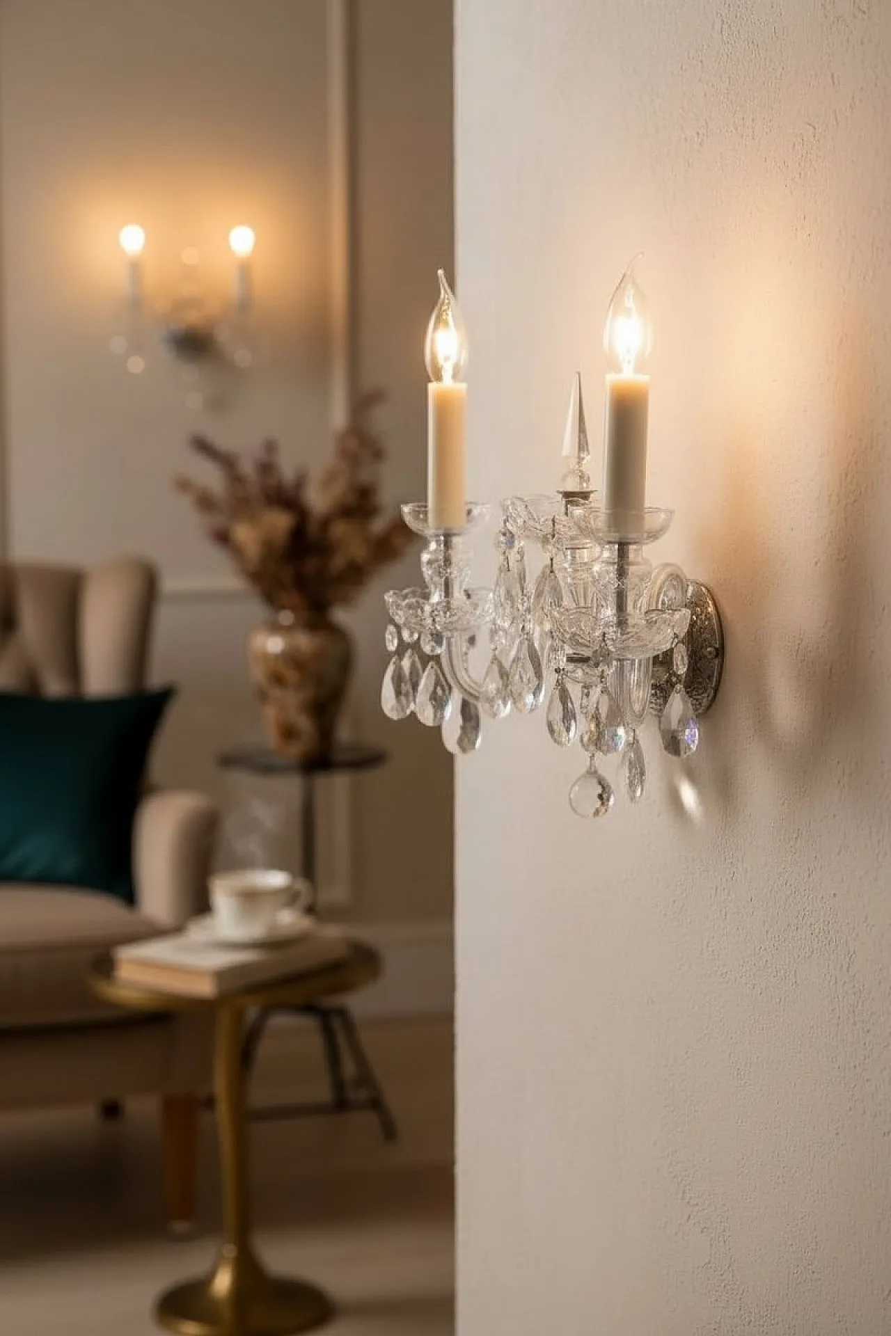 Applique in cristallo, anni '70, set di 2 13