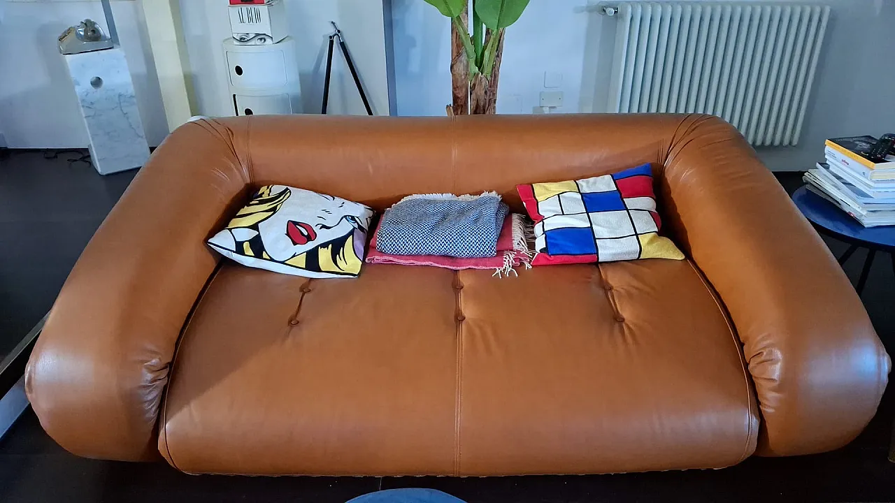 Divano Anfibio in pelle di Alessandro Becchi per Giovannetti, anni '70 2