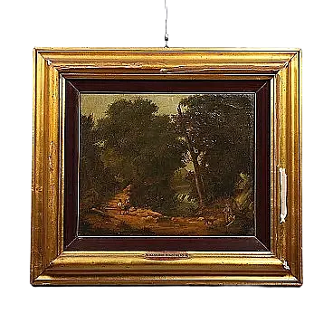 Wooded landscape, oil on canvas, 19th century
