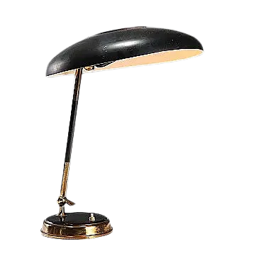 Lampada da tavolo in ottone e alluminio smaltato, '900