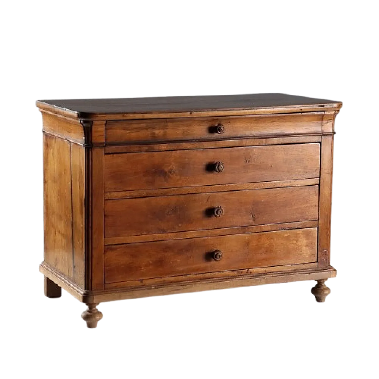 Walnut chest of drawers with two turned front feet, 19th century 11