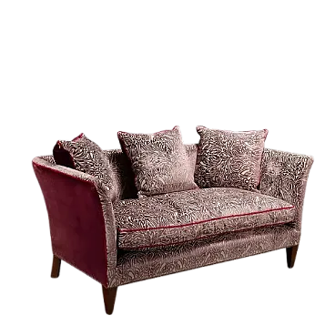 Two-seater sofa in velvet and walnut-dyed beech, 19th century