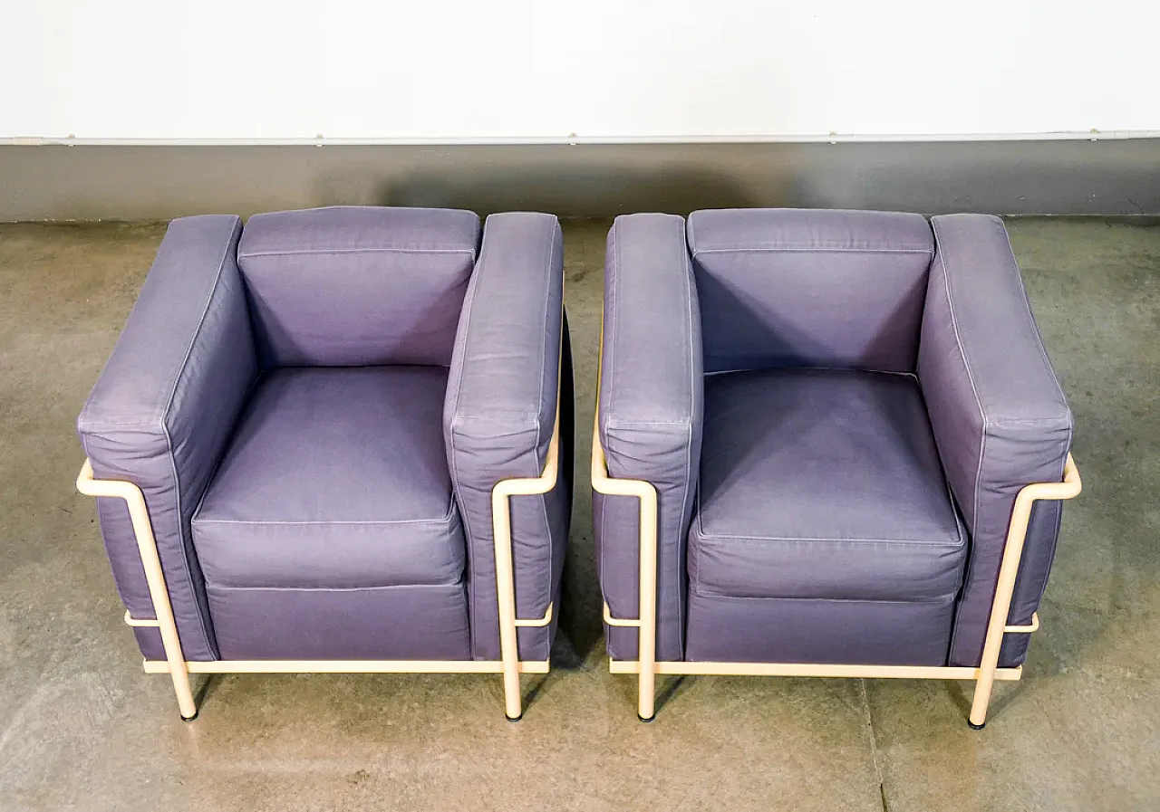 Pair of LC2 armchairs, 1960s 3
