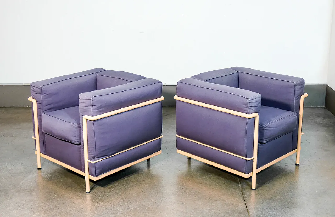 Pair of LC2 armchairs, 1960s 9
