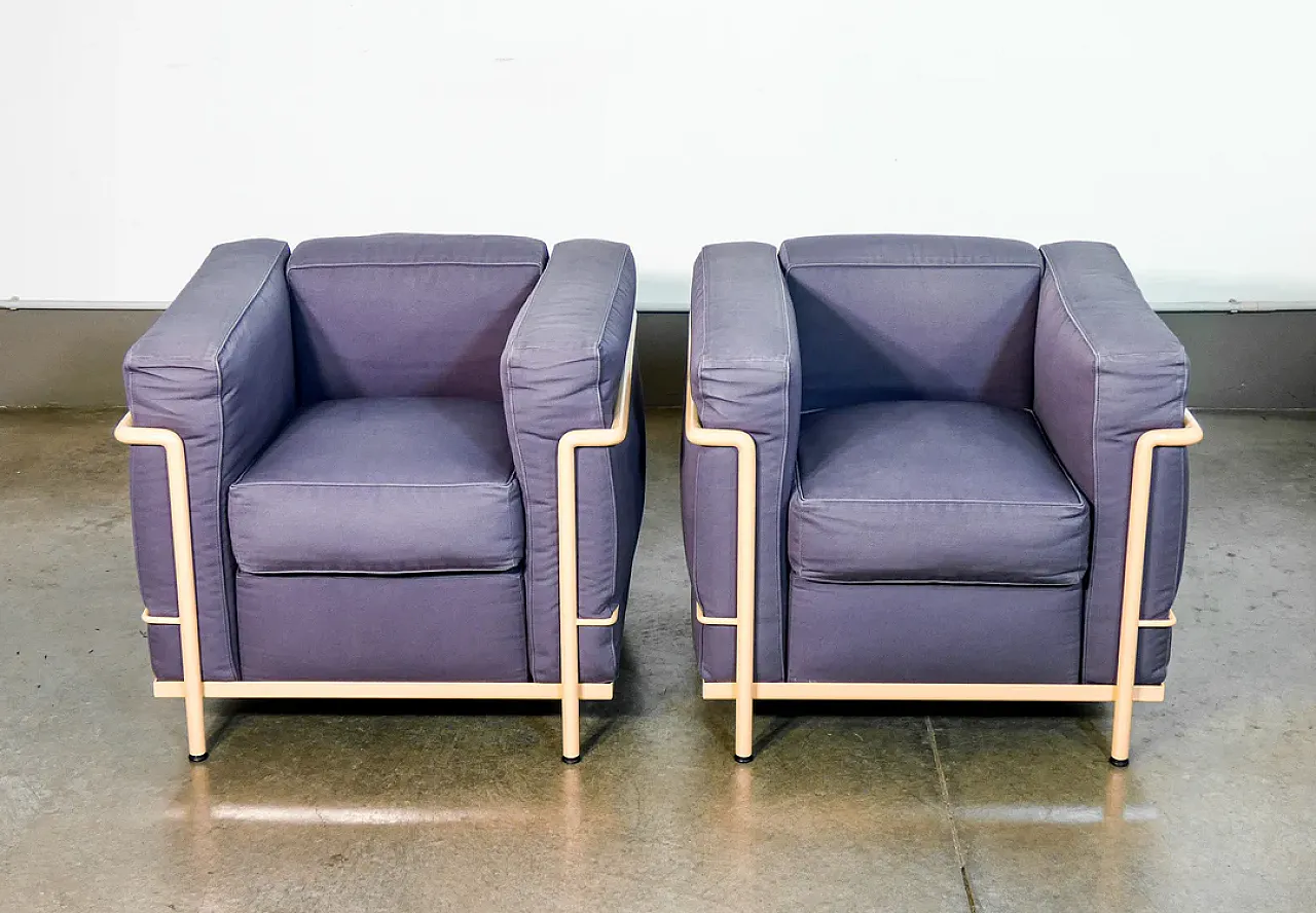 Pair of LC2 armchairs, 1960s 10