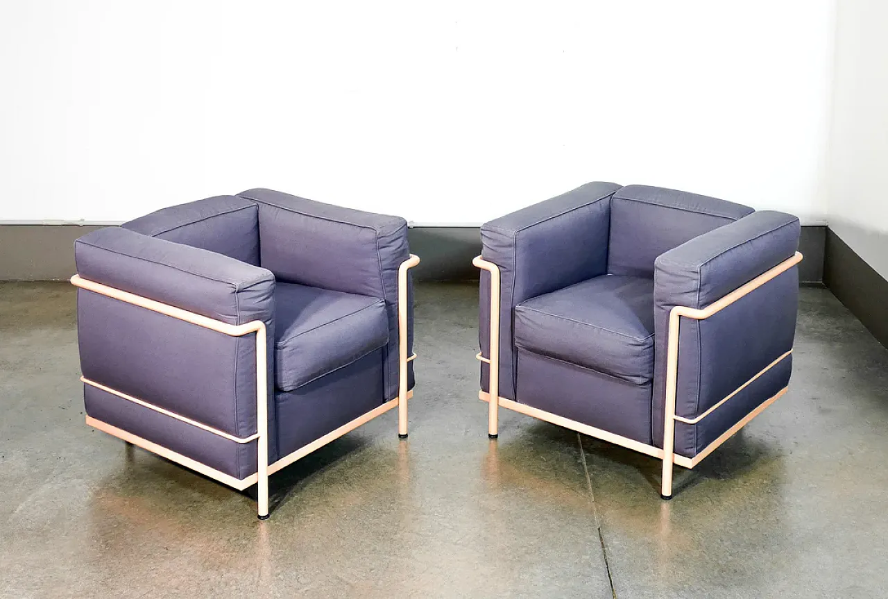 Pair of LC2 armchairs, 1960s 11