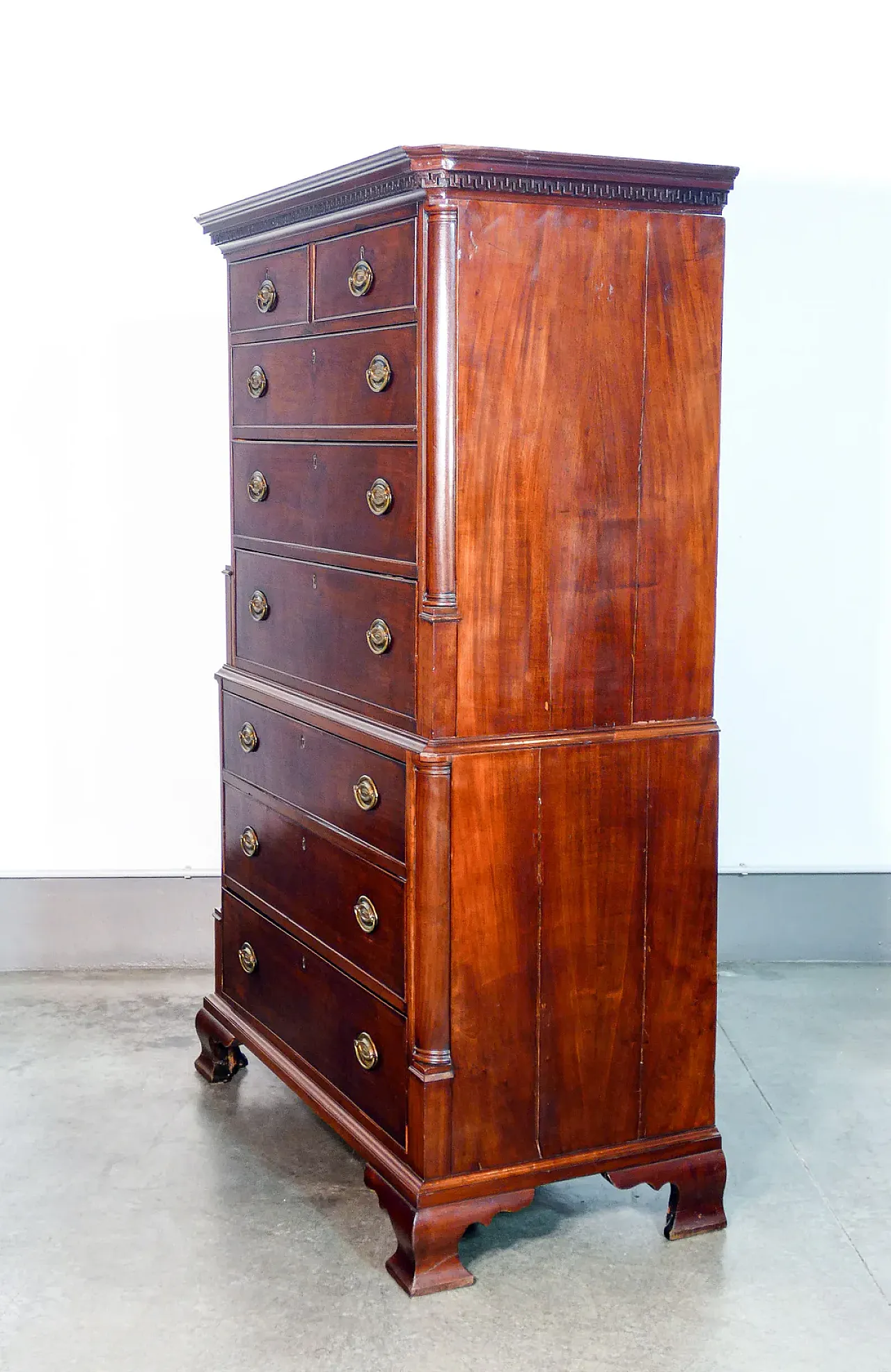 Eight-drawer chest of drawers in laminated wood, late 18th century 6