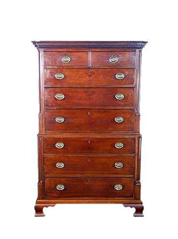 Eight-drawer chest of drawers in laminated wood, late 18th century