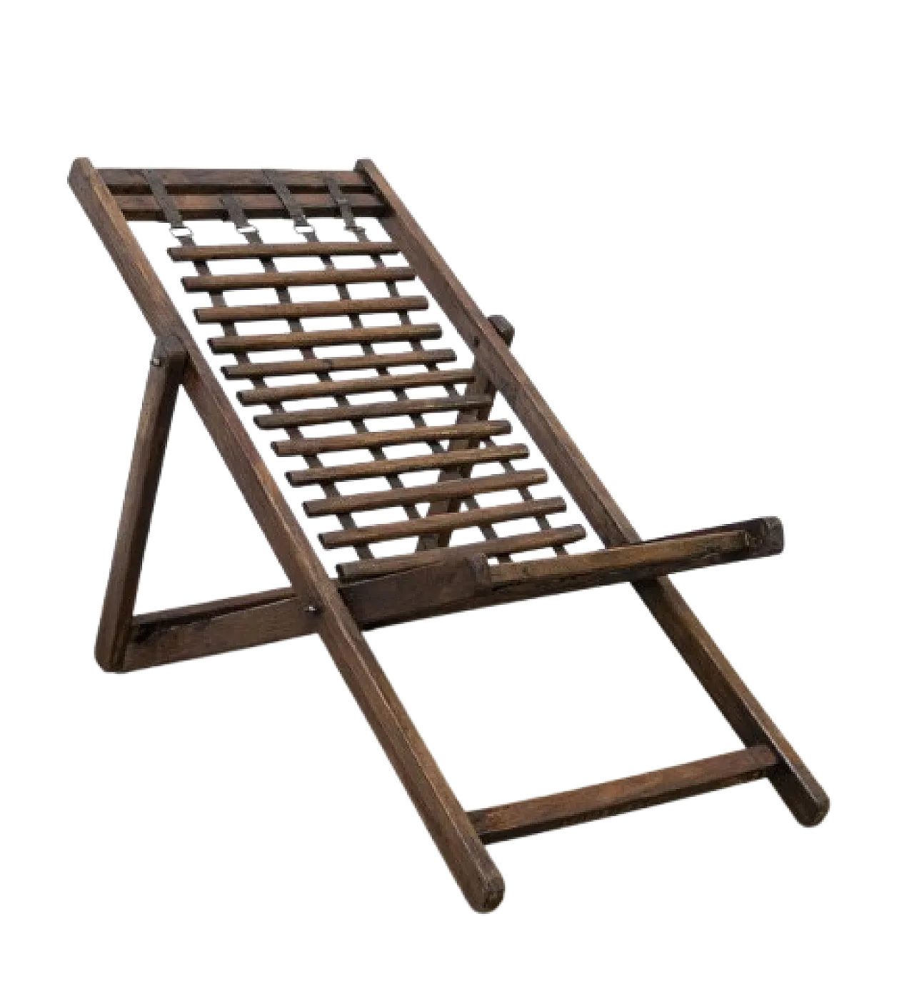 Colonial teak wood and iron deck chair, 20th century 13