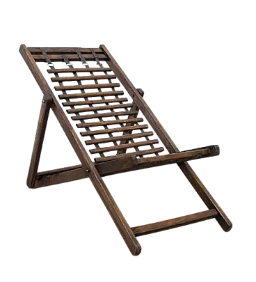 Colonial teak wood and iron deck chair, 20th century