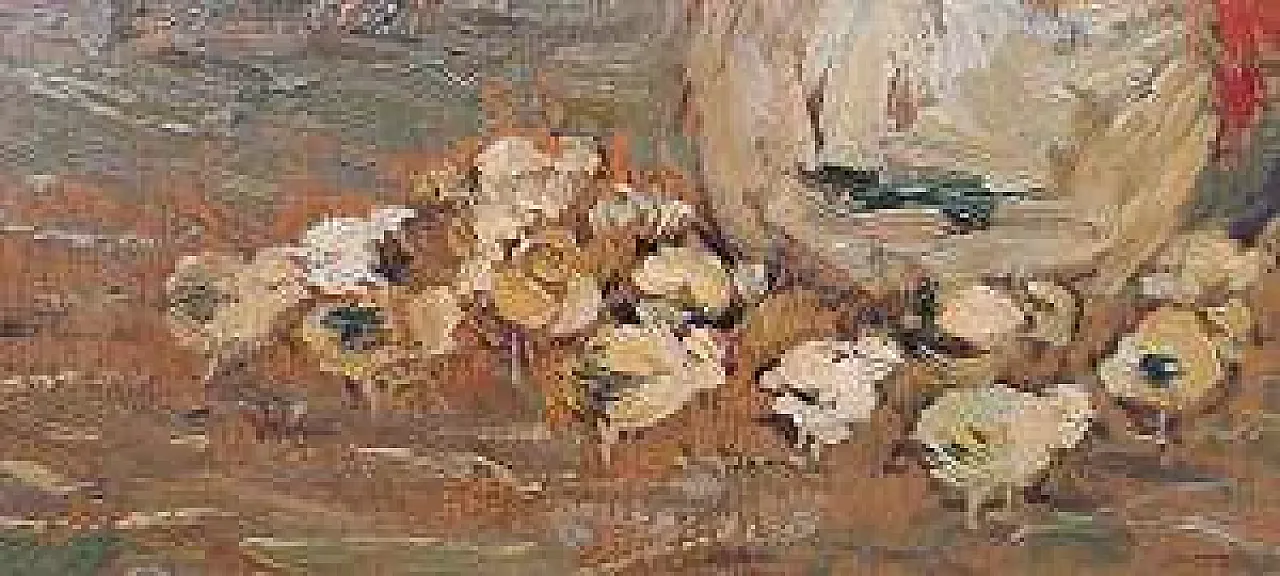 Scena rurale con chioccia e pulcini di Giovanni Lomi, '900 3