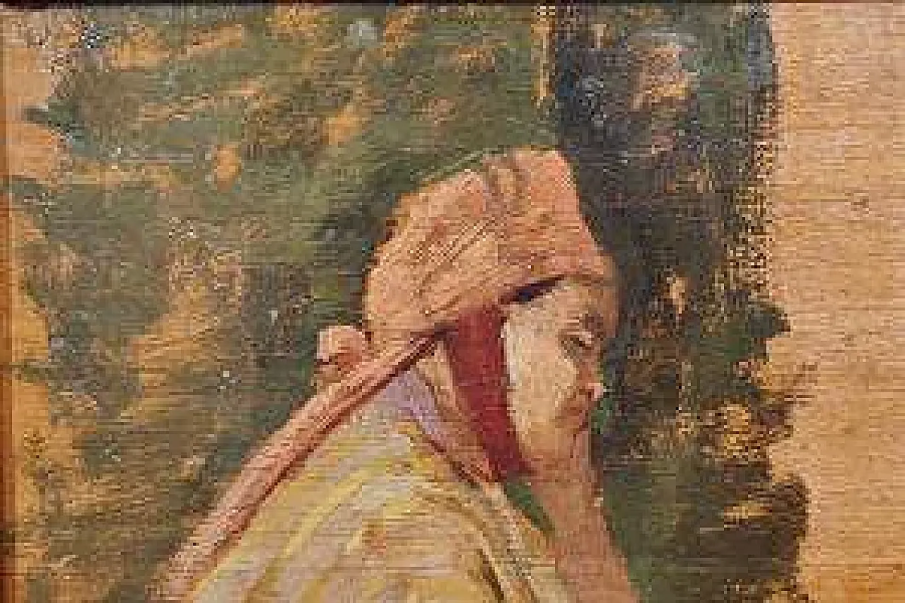 Figura orientale seduta di Eugenio Cecconi, olio su tavola, '800 4