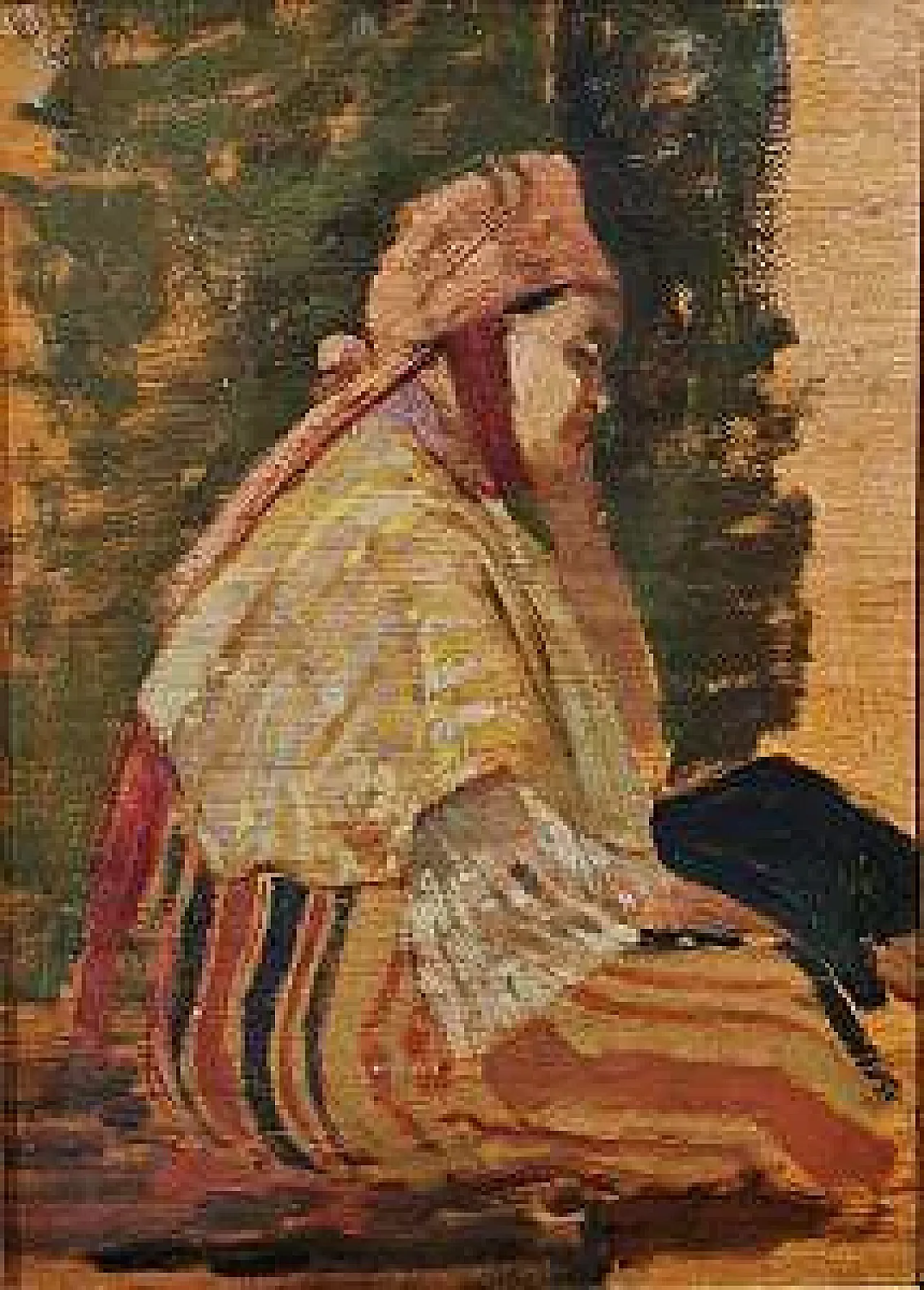 Figura orientale seduta di Eugenio Cecconi, olio su tavola, '800 5